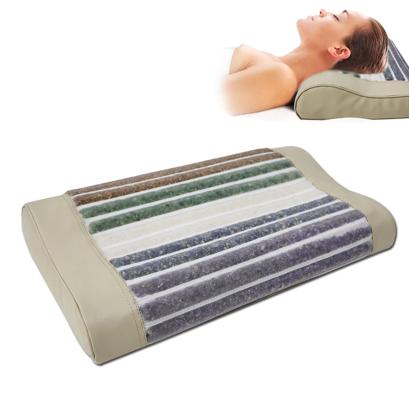 Neck Traction Pillow - หมอนคริสตัล หยกอัญมณีนวด จักระเชิงลบบรรเทาอาการปวดคอ หมอนหยก ทัวร์มาลีน ไอออนลบ