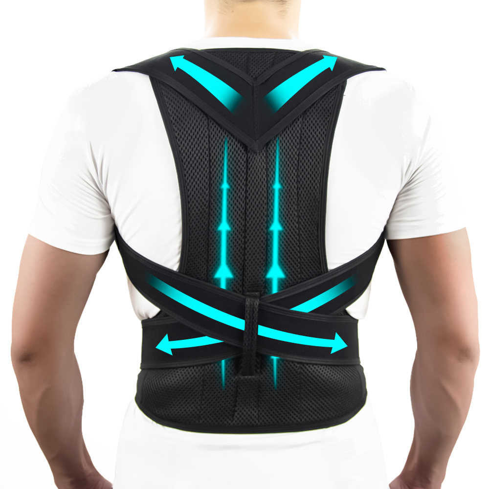 Posture Corrector Back Brace - อุปกรณ์พยุงหลังสำหรับผู้หญิงและผู้ชาย ช่วยปรับท่าทาง บรรเทาอาการปวดหลังส่วนบนและส่วนล่าง ปรับได้ตามต้องการ