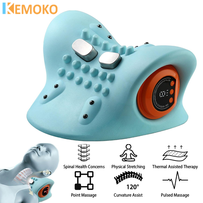 Neck Traction Pillow - ไฟฟ้านวดปากมดลูกคอ Stretcher PULSE Traction ความร้อนบรรเทาอาการปวดไคโรแพรคติก Traction