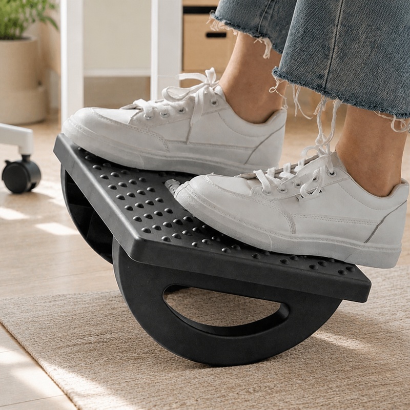 Reflexology Foot Roller - ที่วางเท้าแบบพกพาพร้อมลูกกลิ้งนวด รองรับสรีระใต้โต๊ะทำงาน เพื่อความสะดวกสบายที่บ้านและที่ทำงาน