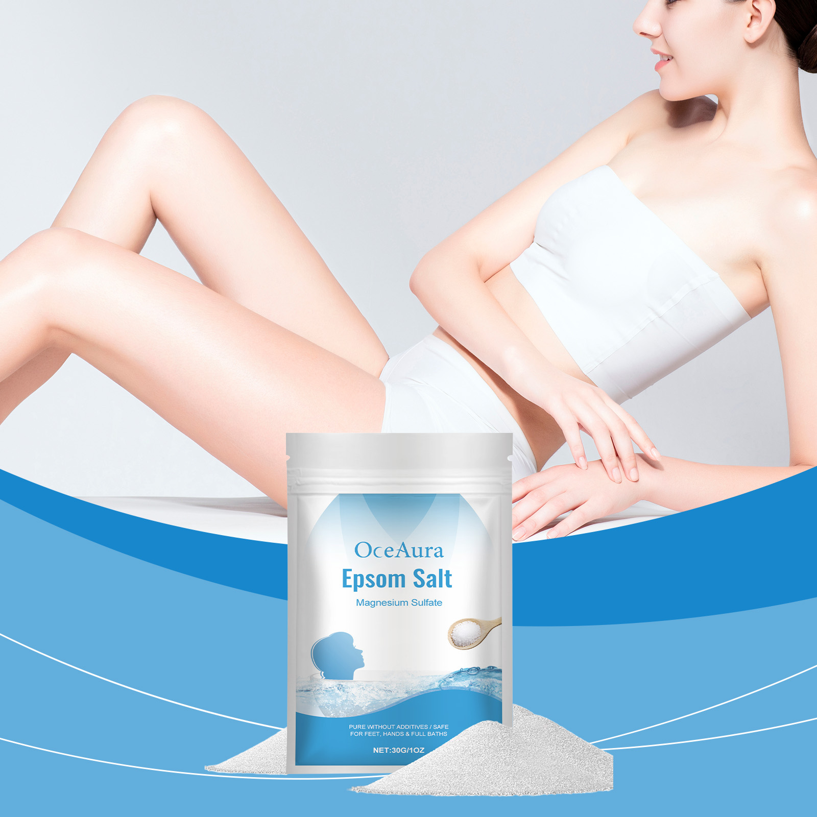 Bath Salts Magnesium - ผลิตภัณฑ์อาบน้ำและแช่ตัวด้วยเกลืออีพซอม ผลิตภัณฑ์ขัดผิว ช่วยให้ผิวเรียบเนียน ทำความสะอาดผิว บรรเทาอาการเมื่อยล้าของกล้ามเนื้อ กลิ่นหอมบำบัด