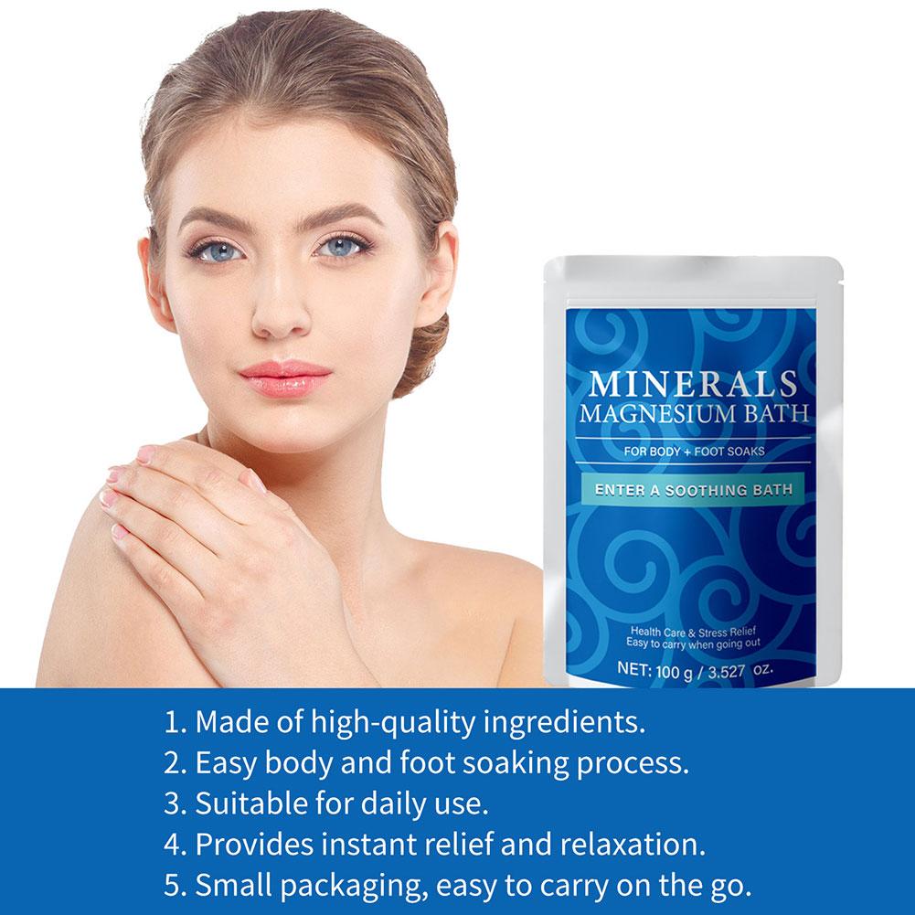 Bath Salts Magnesium - เกลืออาบน้ำแมกนีเซียมออร์แกนิก USDA 100 กรัม แบบพกพา แช่ตัวด้วยแร่ธาตุธรรมชาติ