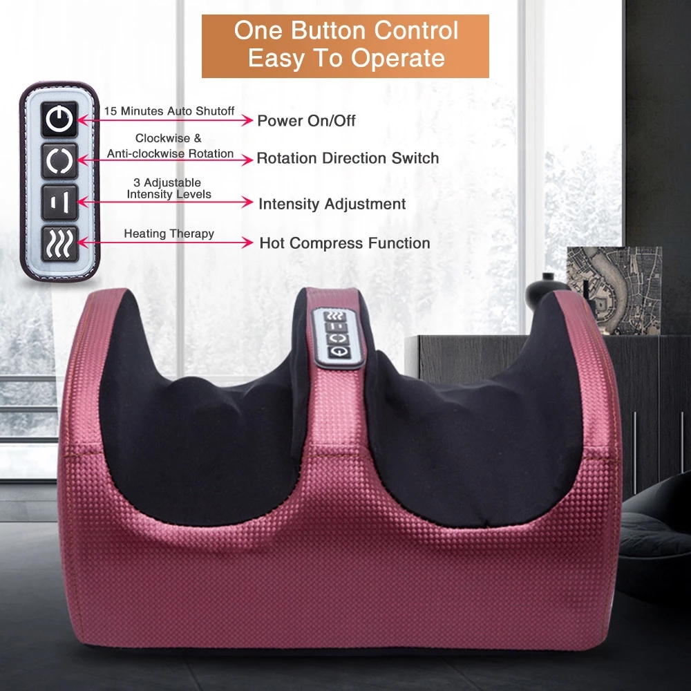 Reflexology Foot Roller - เครื่องนวดเท้าไฟฟ้า Shiatsu เครื่องนวดเท้าบําบัดความร้อนนวดเท้า Roller สําหรับบรรเทาความเมื่อยล้าขาผู้หญิงผู้ชาย