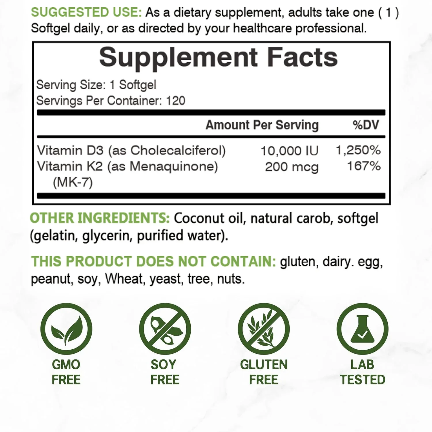 วิตามินดี 3 10,000 IU + K2 MK7 - Health Wellness Vitamins บทวิจารณ์และราคา