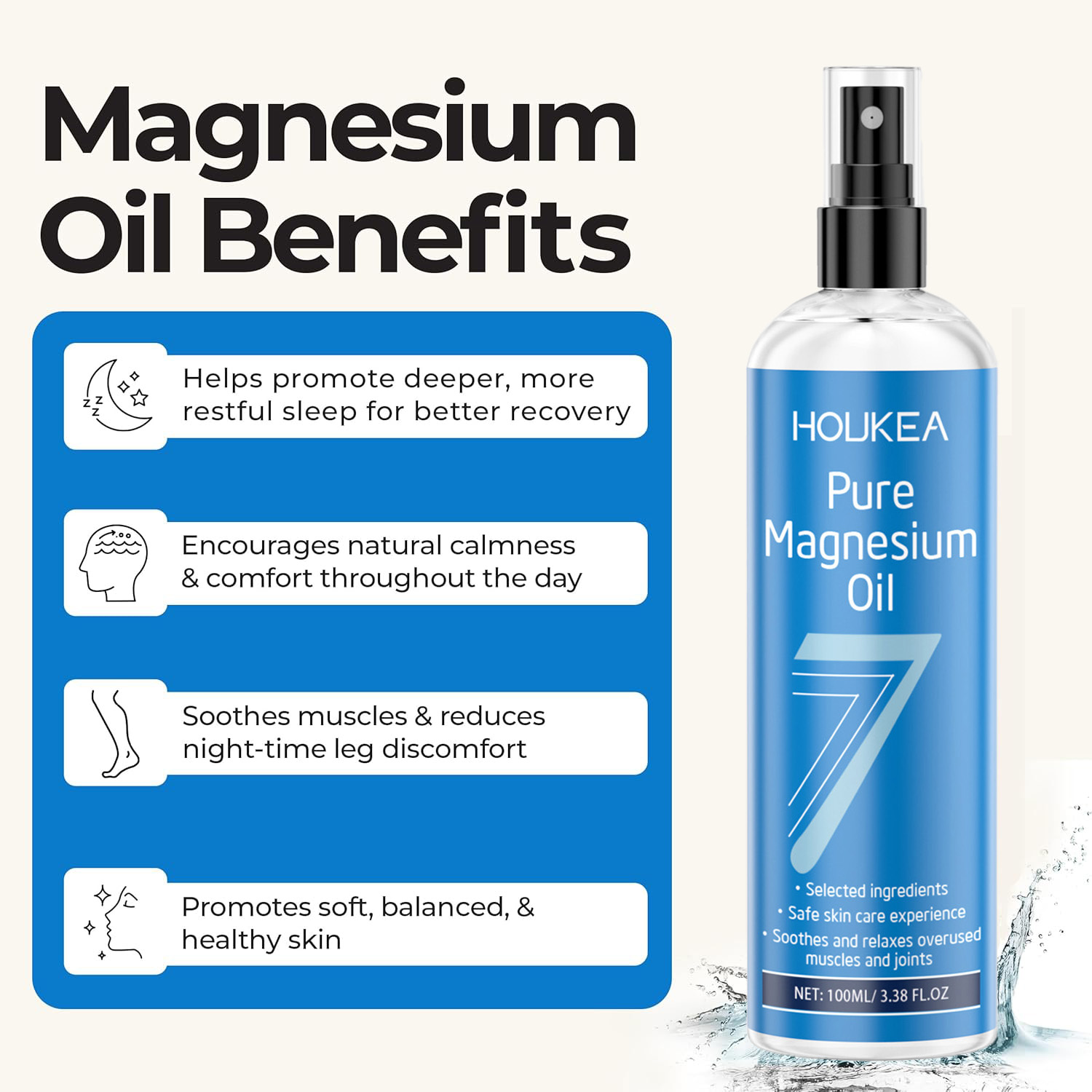 สเปรย์น้ำมันแมกนีเซียมบริสุทธิ - Bath Salts Magnesium บทวิจารณ์และราคา